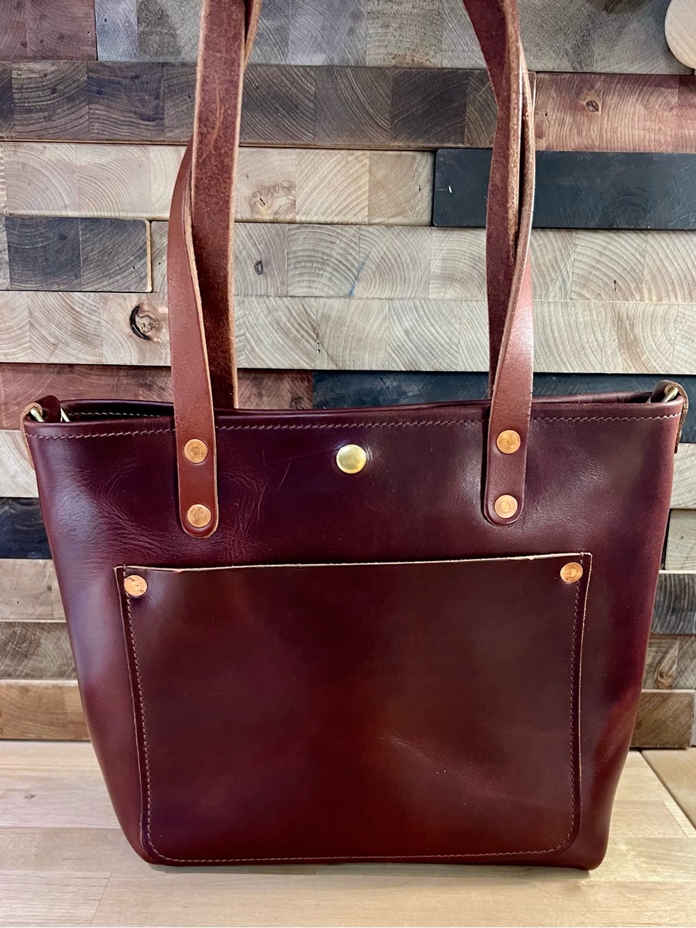 KMM & Co British Tan Doubleshot Mini Travel Tote Crossbody